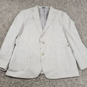 Stafford Jacket Blazer Mens 46S Tan Linen Blend Single Lined Sport Coat